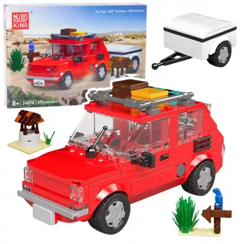 LEAN TOYS Bausteine-Set Auto Fiat 126 Maluch mit Anhänger 393 Teile