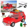 LEAN TOYS Bausteine-Set Auto Fiat 126 Maluch mit Anhänger 393 Teile