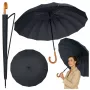 LEAN Großer Automatikschirm mit Armschutz 24-Rippen Schwarz 115 cm