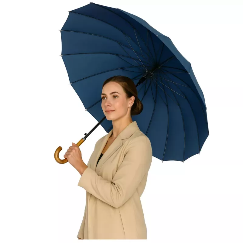 LEAN Großer Automatikschirm mit Schulterbezug 24-Rippen Marineblau 115 cm