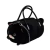 LEAN TOYS Plüsch-Katzenförmige Handtasche mit Kettenhenkeln, Schwarz
