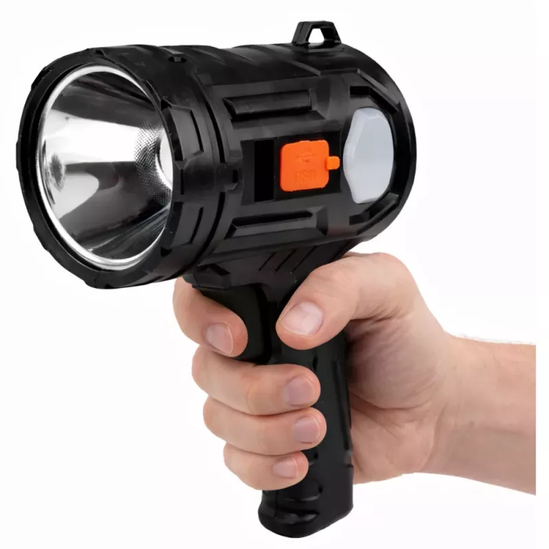 LEAN LED Solar Suchscheinwerfer Taschenlampe 6 Modi Powerbank Austauschbare Filter 19 cm