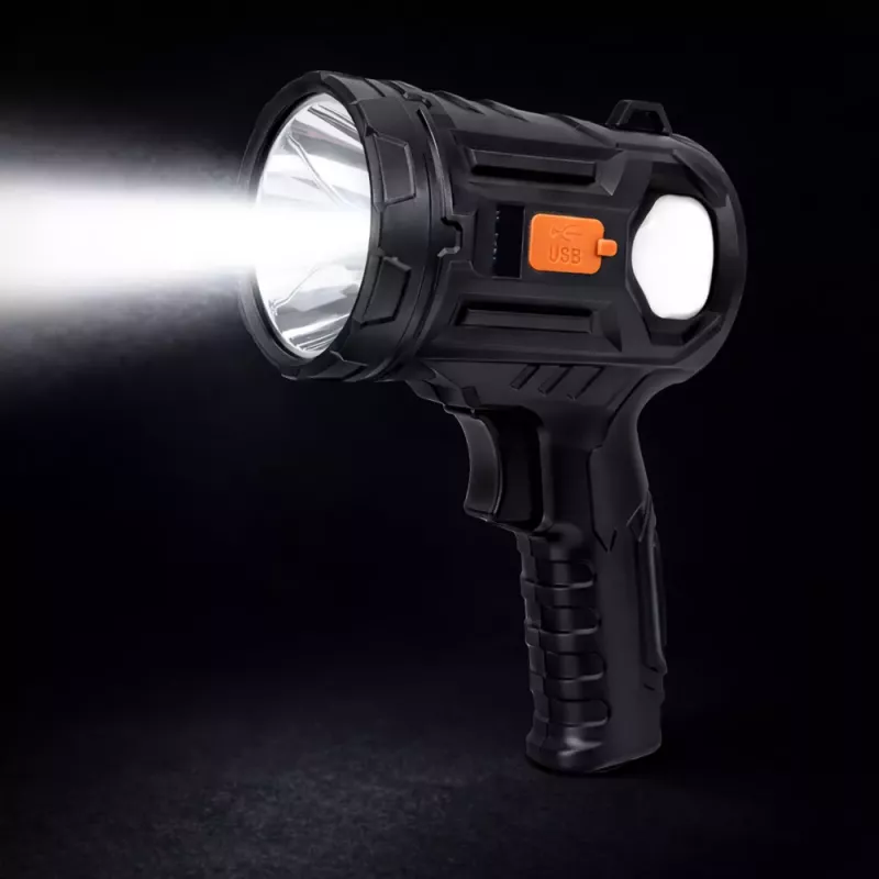 LEAN LED Solar Suchscheinwerfer Taschenlampe 6 Modi Powerbank Austauschbare Filter 19 cm
