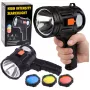 LEAN LED Solar Suchscheinwerfer Taschenlampe 6 Modi Powerbank Austauschbare Filter 19 cm