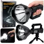 LEAN Großer Taschenlampen-Strahler mit Stativ LED-Suchscheinwerfer W5120 Powerbank 31 cm