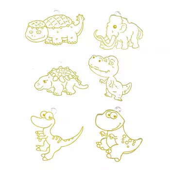 LEAN TOYS DIY Kreativset Glasmalerei Schlüsselanhänger Dinosaurier Marker 6 Stk.