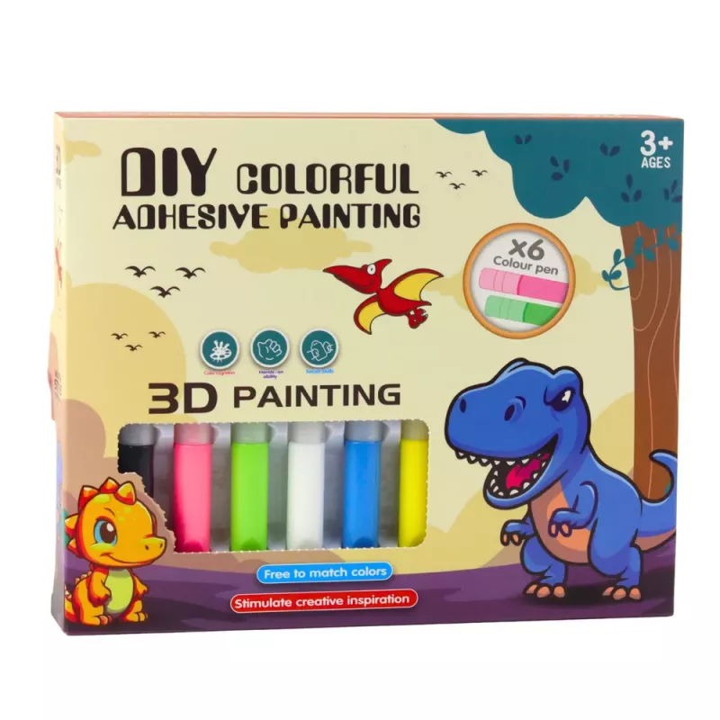 LEAN TOYS DIY Kreativset Glasmalerei Schlüsselanhänger Dinosaurier Marker 6 Stk.