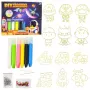 LEAN TOYS 3D DIY Space Painting Set - 12 Anhänger, 6 Farben, Acryl, Gips, ab 6 Jahren