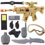 LEAN TOYS Militärgewehr-Set mit Gewehrzubehör Schussgeräusch Sand