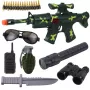LEAN TOYS Militärgewehr-Set mit Gewehrzubehör, Schussgeräusch, Khaki