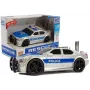 LEAN TOYS Batteriebetriebenes Polizeiauto 1:20 Licht und Sound Strung Silver
