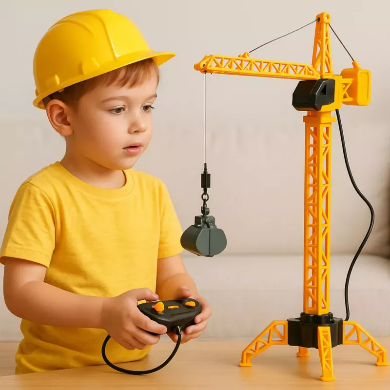 LEAN TOYS Fernbedienung Baukran RC Kabel 360° Drehung 71 cm