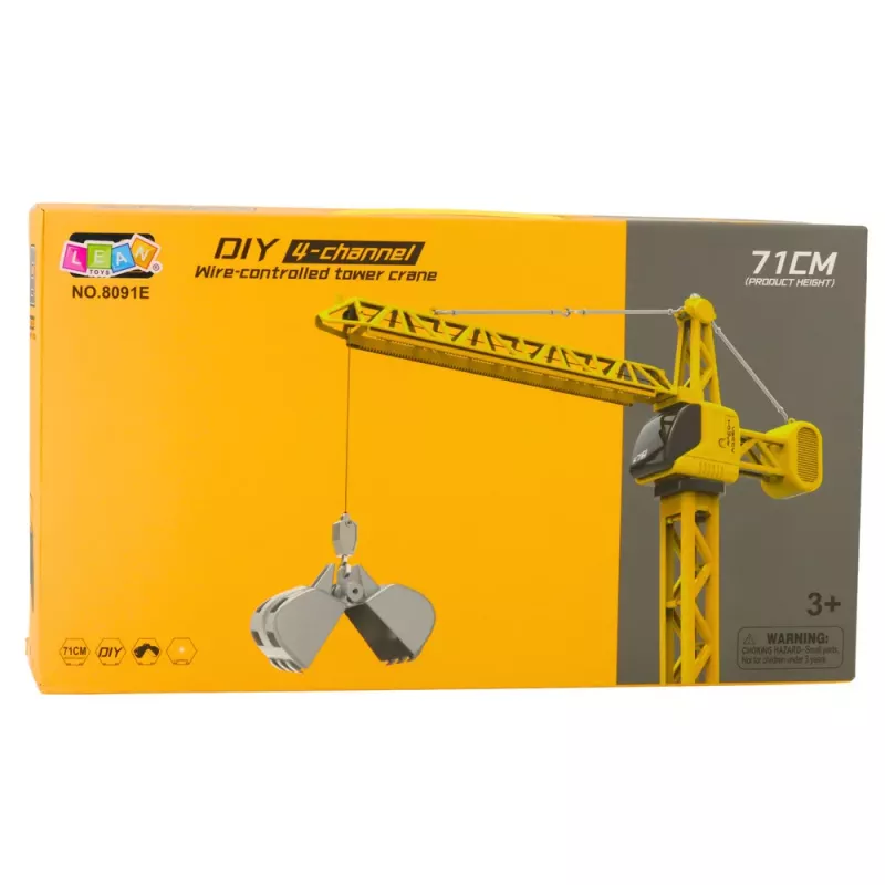 LEAN TOYS Fernbedienung Baukran RC Kabel 360° Drehung 71 cm