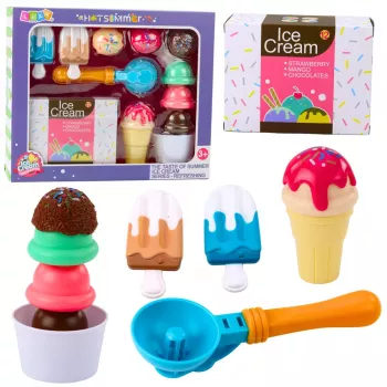 LEAN TOYS Süßigkeiten-Set Eiscreme für Kinder, Eiscreme-Löffel-Box, 14 Teile
