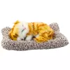 LEAN TOYS Schlafende Ingwer-Katze auf Kissenfigur mit Fellbeutel-Geräuschen