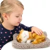 LEAN TOYS Schlafende Ingwer-Katze auf Kissenfigur mit Fellbeutel-Geräuschen