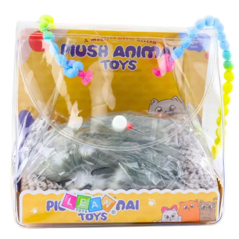 LEAN TOYS Schlafender Husky auf einem Kissen Figur mit Fellbeutel Geräuschen