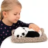 LEAN TOYS Schlafender Panda auf Kissen Figur mit Fell und durchsichtiger Tasche