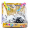 LEAN TOYS Schlafender Panda auf Kissen Figur mit Fell und durchsichtiger Tasche