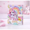 LEAN TOYS Süßes Tagebuch mit Zahlenschloss und Einhorn-Melodien, 120 Seiten, bunt linierte Seiten, Hardcover, für Mädchen ab 6 Jahren