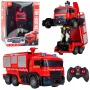 LEAN TOYS Feuerwehr Roboter Auto 2 in 1 ferngesteuert RC Lichter Geräusche Wasser