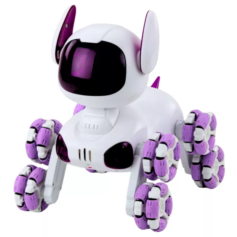 LEAN TOYS TOOBY Roboterhund ferngesteuert RC 360° Lichter Geräusche Weiß und Lila