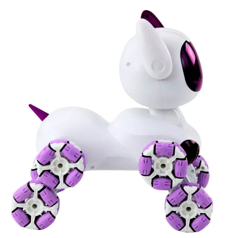 LEAN TOYS TOOBY Roboterhund ferngesteuert RC 360° Lichter Geräusche Weiß und Lila