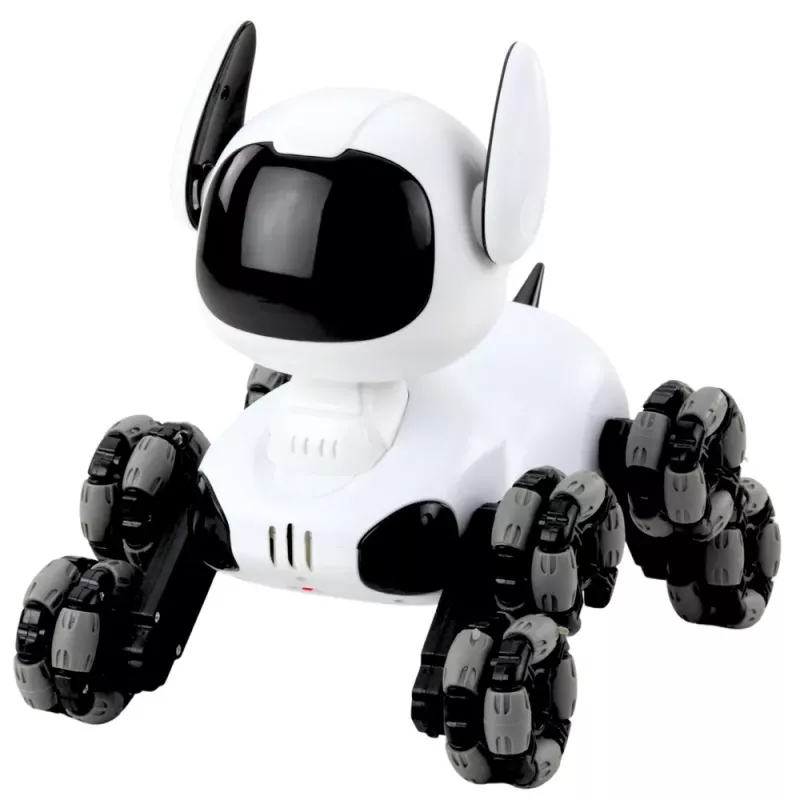 LEAN TOYS TOOBY Roboterhund ferngesteuert RC 360° Lichter Geräusche Schwarz Weiß