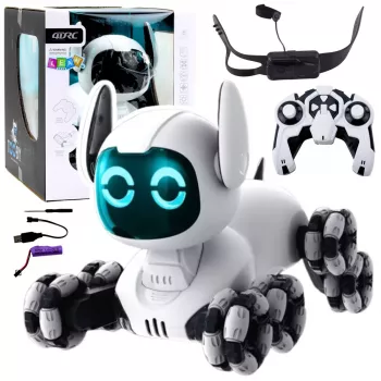 LEAN TOYS TOOBY Roboterhund ferngesteuert RC 360° Lichter Geräusche Schwarz Weiß