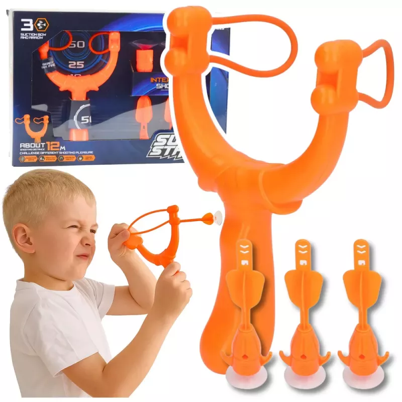 LEAN TOYS Schießspiel-Set Geschicklichkeitsspiel Schleuderpfeile mit Saugnäpfen 3 Stück