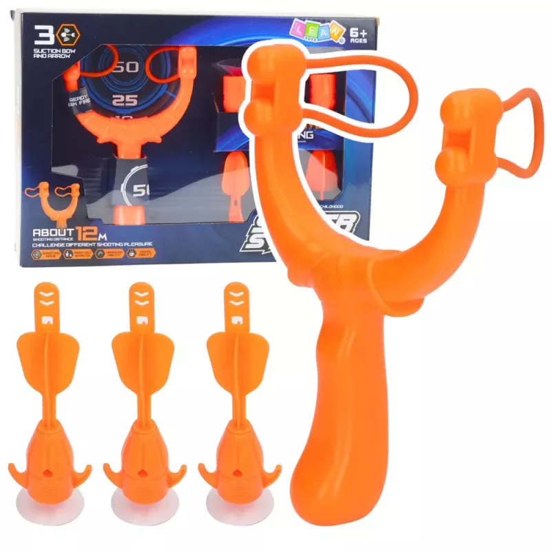 LEAN TOYS Schießspiel-Set Geschicklichkeitsspiel Schleuderpfeile mit Saugnäpfen 3 Stück