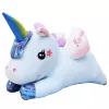 LEAN TOYS Plüsch-Einhorn Kuscheltier mit Decke 160x110cm Blau 55cm