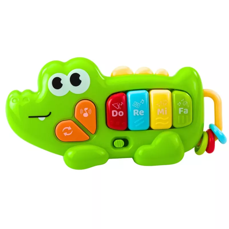 LEAN TOYS Interaktives Musikklavier für Kleinkinder Krokodil Perlen Grün