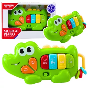 LEAN TOYS Interaktives Musikklavier für Kleinkinder Krokodil Perlen Grün