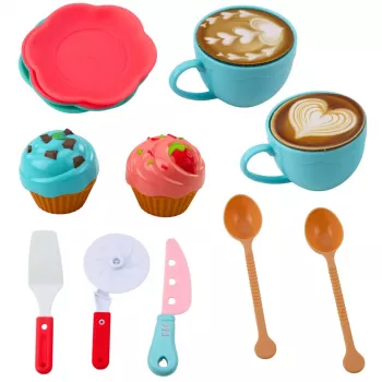 LEAN TOYS Picknickkorb-Set geflochtene Lebensmittelzubehör 33-teilig