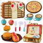 LEAN TOYS Picknickkorb-Set geflochtene Lebensmittelzubehör 33-teilig