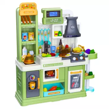 LEAN TOYS Kinderküche Wasserzyklus Lebensmittel farbwechselnd Dampf Grün 64 Teile