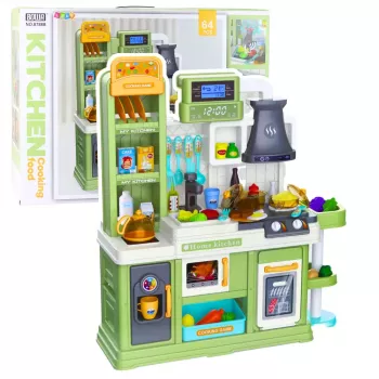 LEAN TOYS Kinderküche Wasserzyklus Lebensmittel farbwechselnd Dampf Grün 64 Teile