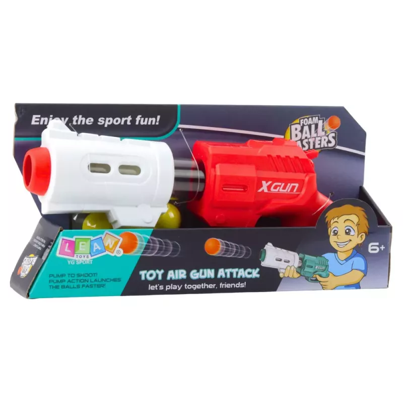 LEAN TOYS Pistole für Soft-Schaumstoffbälle XGUN Rot 6 Stk.