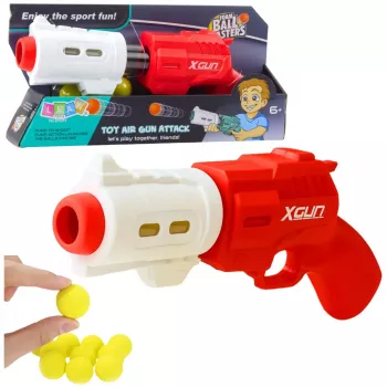 LEAN TOYS Pistole für Soft-Schaumstoffbälle XGUN Rot 6 Stk.