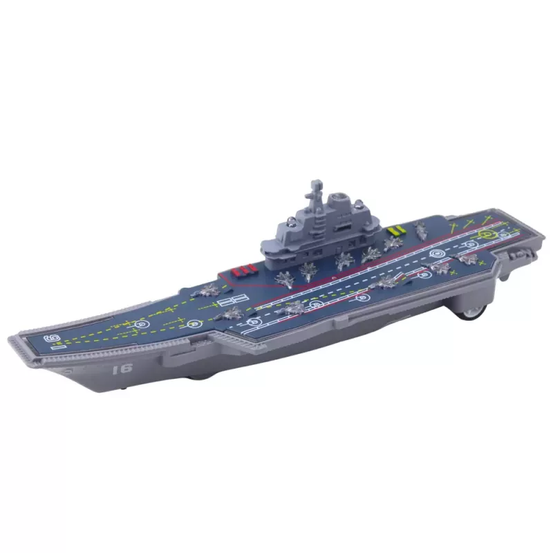 LEAN TOYS Militärflugzeugträger mit Licht und Sound, Reibungsantrieb, 24 cm