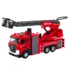 LEAN TOYS Feuerwehrauto mit Schlauch, Wasserstrahl, Lichtern und Geräuschen