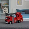 LEAN TOYS Feuerwehrauto mit Schlauch, Wasserstrahl, Lichtern und Geräuschen