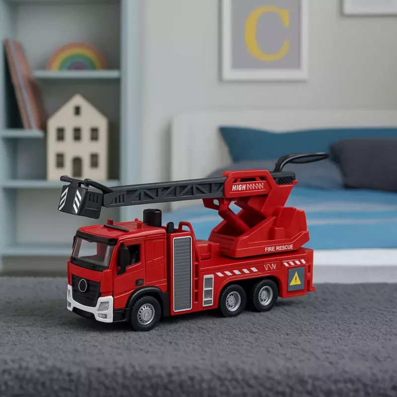 LEAN TOYS Feuerwehrauto mit Schlauch, Wasserstrahl, Lichtern und Geräuschen