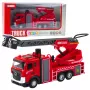 LEAN TOYS Feuerwehrauto mit Schlauch, Wasserstrahl, Lichtern und Geräuschen