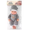 LEAN TOYS Babypuppe in grauem Schlafanzug, Mütze, bewegliche Arme und Beine, 30 cm