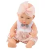 LEAN TOYS Babypuppe in rosa Kleid, Stirnband, bewegliche Arme und Beine, 30 cm