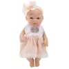 LEAN TOYS Babypuppe in rosa Kleid, Stirnband, bewegliche Arme und Beine, 30 cm