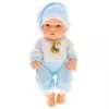 LEAN TOYS Babypuppe in blauem Schlafanzug, Mütze, bewegliche Arme und Beine, 30 cm