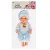 LEAN TOYS Babypuppe in blauem Schlafanzug, Mütze, bewegliche Arme und Beine, 30 cm